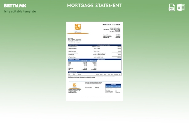 модерен стил Иран Блискиот Исток банка за хипотека изјава Шаблон Word и PDF шабл